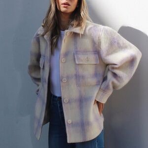 Anine Bing Phoebe Jacket -Lavender/Cream Plaid - NWT